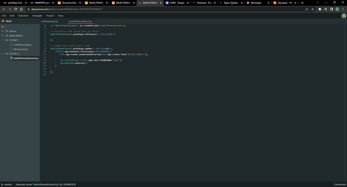 Collision Not Working On The Next Scene Help Support PlayCanvas Discussion