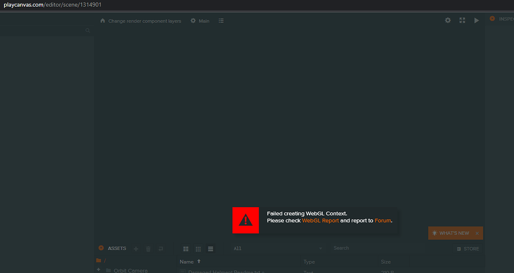WebGL error when opening project in Editor Help & Support PlayCanvas Discussion WebGL error when opening project in Editor Help & Support PlayCanvas Discussion